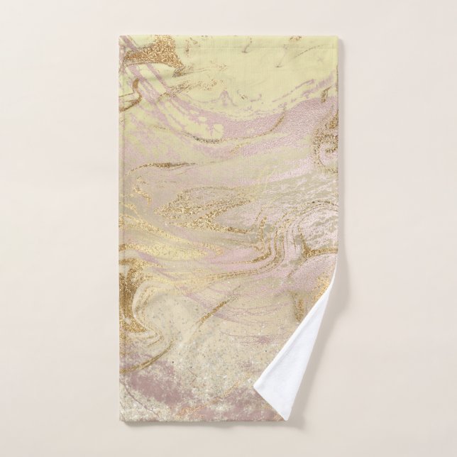 Elegant modern gold and rose gold marble & glitter hand towel (Hand Towel)