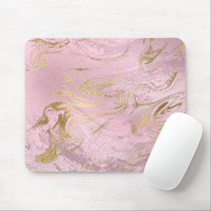 Elegant modern gold and rose gold marble & glitter mouse pad