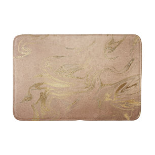 Elegant modern gold and rose gold marble look bath mat