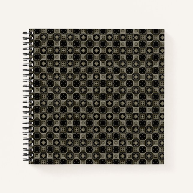 Elegant Modern Gold Art Deco Squares Tiles Pattern Notebook (Front)