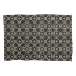 Elegant Modern Gold Art Deco Squares Tiles Pattern Pillowcase