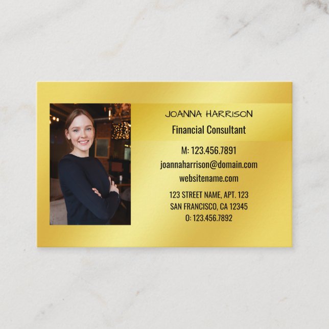 Elegant Modern Gold Background European Photo Busi Business Card (Front)