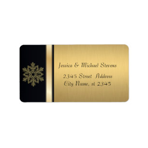 Elegant modern gold / black holiday snowflake label