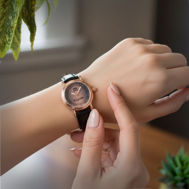 Elegant Modern Gold Black Monogram Initial  Watch (Elegant Modern Gold Black Monogram Initial Watch personalize to wear every day or give as a gift. )