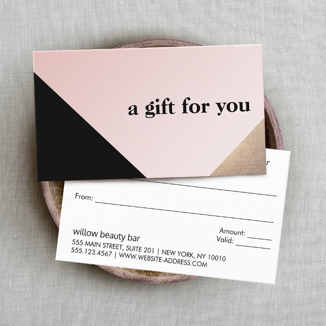 Elegant Modern Gold, Black Pink Gift Certificate (Creator Uploaded)