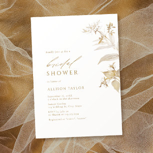 Elegant Modern Gold Botanical Floral Bridal Shower Invitation