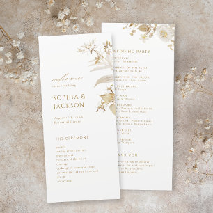 Elegant Modern Gold Botanical Floral Wedding Program