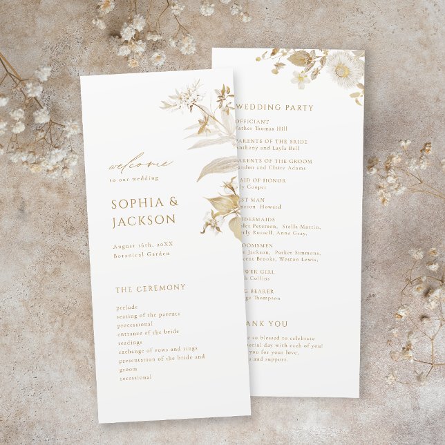 Elegant Modern Gold Botanical Floral Wedding Program (Elegant Modern Gold Botanical Floral Wedding Program)