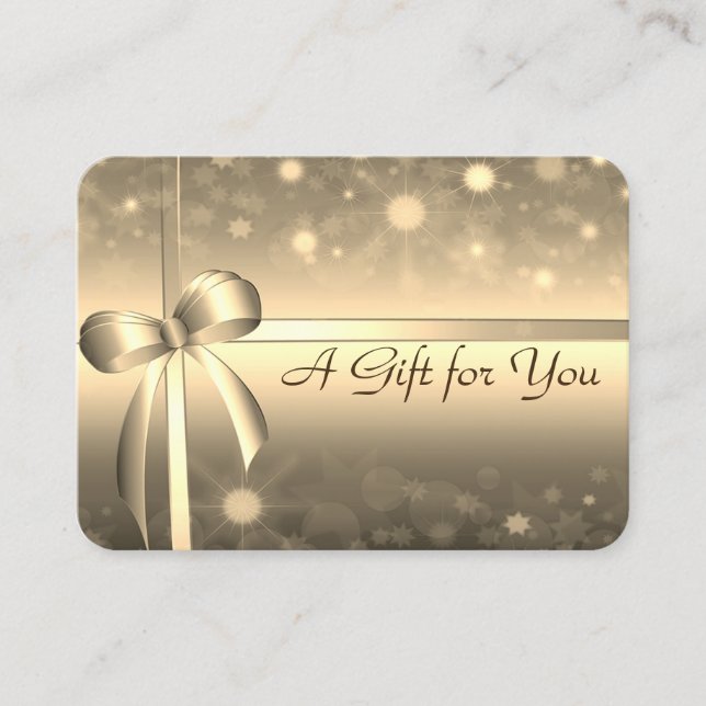 Elegant Modern Gold Bow Shiny Discount Card (Front)