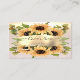 Elegant Modern,Gold Brush Stroke,Sunflowers Business Card