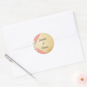 Elegant Modern Gold Brush Wedding Classic Round Sticker