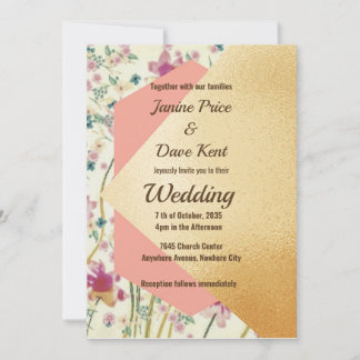 Elegant Modern Gold Brush Wedding Invitation