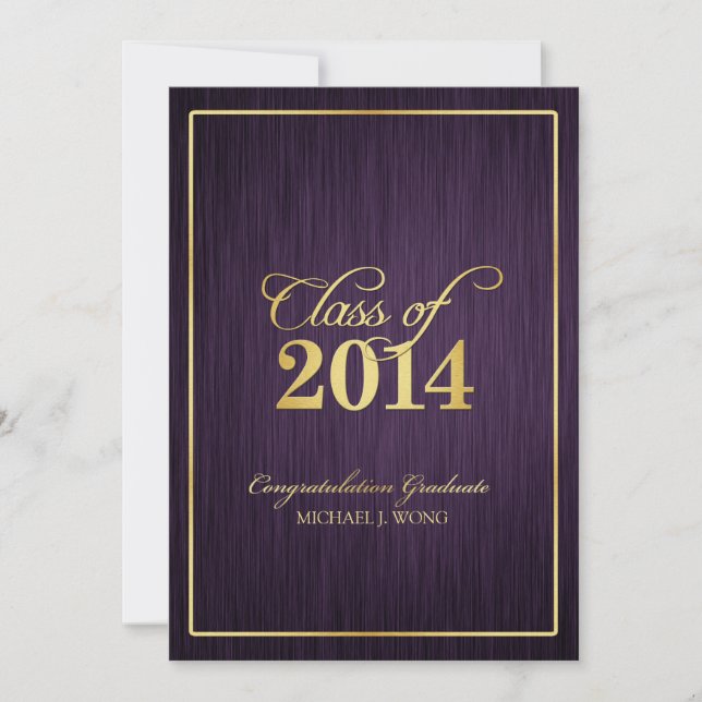 Elegant Modern Gold Class of 2014 Graduation Invitation (Front)