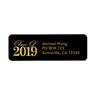 Elegant & Modern Gold Class of 2019 Graduation Return Address Label