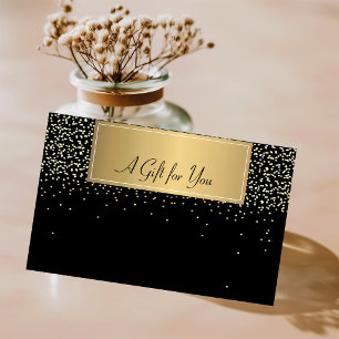 Elegant Modern, Gold Confetti Black Discount Card