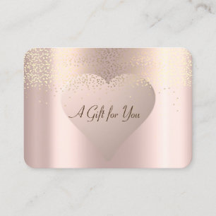Elegant Modern Gold Confetti,Rose Gold Heart Discount Card