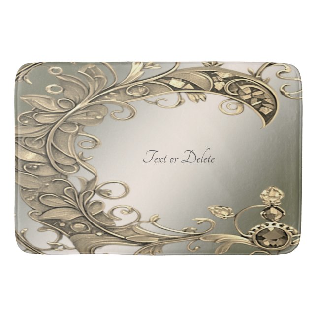 Elegant Modern Gold Decorative Bath Mat (Front)
