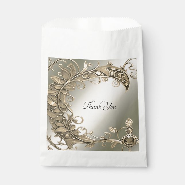 Elegant Modern Gold Decorative Favour Bag (Front)