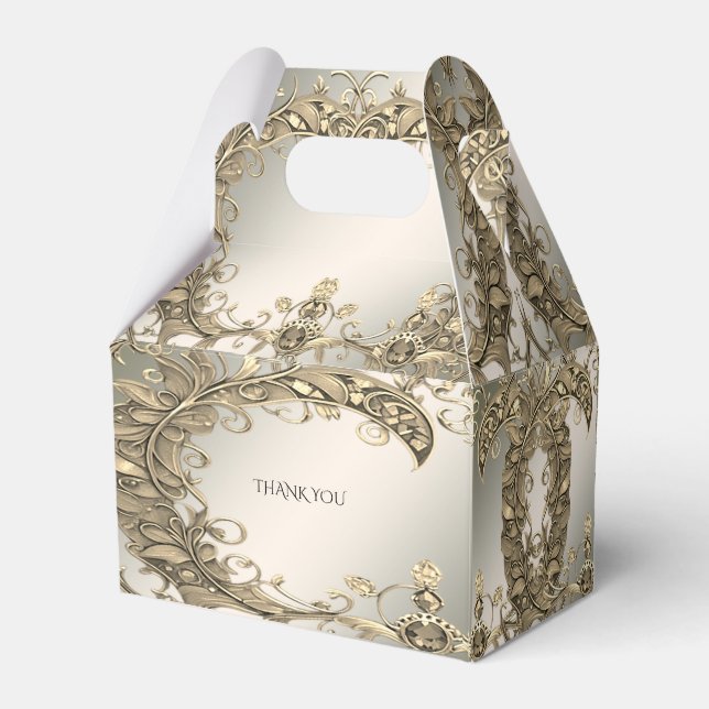 Elegant Modern Gold Decorative Favour Box (Back Side)