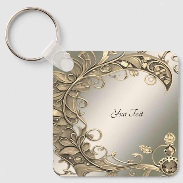 Elegant Modern Gold Decorative Keychain (Front)