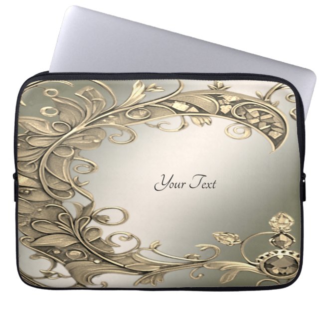 Elegant Modern Gold Decorative Laptop Sleeve (Front)