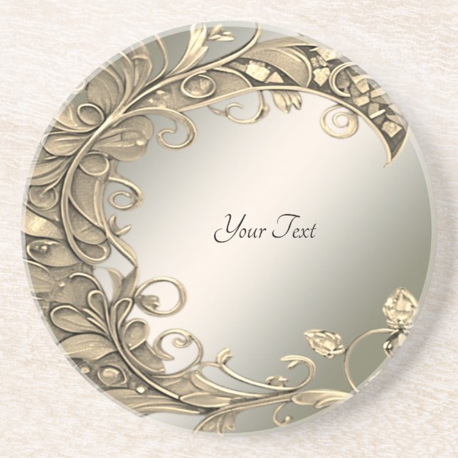 Elegant Modern Gold Decorative Sandstone Coaster (Front)