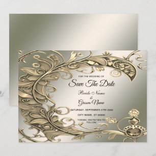 Elegant Modern Gold Decorative Save The Date