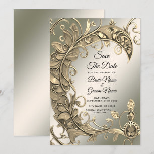 Elegant Modern Gold Decorative Save The Date