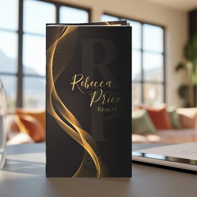 Elegant Modern Gold Details Folded Business Card  (Creator Uploaded)