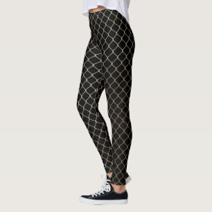 Elegant Modern Gold Fence Chain Pattern   Leggings