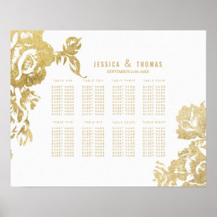 Elegant Modern Gold Floral Seating Chart