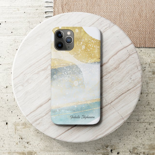 Elegant Modern Gold Foil and Teal Abstract  Case-Mate iPhone Case (Creator Uploaded)