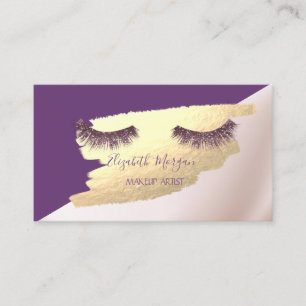 Elegant,Modern,Gold Foil Brush Stroke,Lashes Business Card