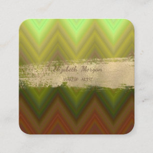 Elegant Modern Gold Foil Brush Stroke,Zigzag Square Business Card