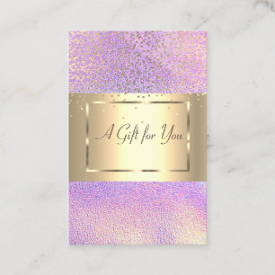 Elegant Modern Gold Frame, Confetti Holographic Discount Card