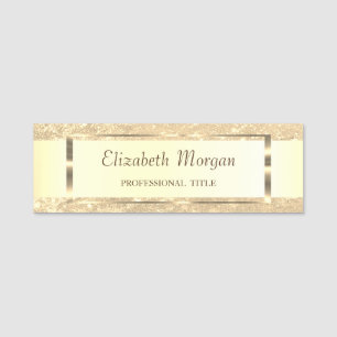 Elegant Modern, Gold Frame,Stripe Name Tag
