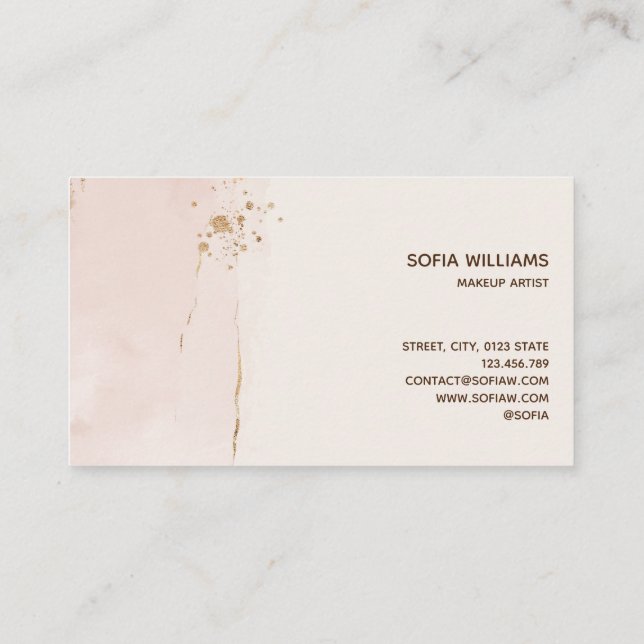 Elegant Modern Gold Glitter Blush Pink Business Card (Back)