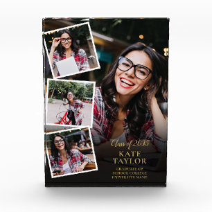 Elegant Modern Gold Graduation 4 Photo Block