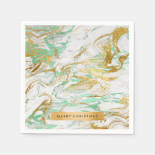 Elegant modern gold green white marble look napkin