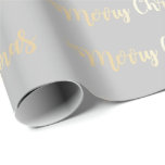 Elegant Modern Gold & Grey Merry Christmas Pattern Wrapping Paper<br><div class="desc">Modern Christmas design in faux gold.</div>
