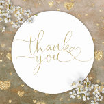 Elegant Modern Gold Heart Script Thank You Classic Round Sticker<br><div class="desc">Elegant gold heart script thank you sticker,  perfect for all occasions. Designed by Thisisnotme©</div>