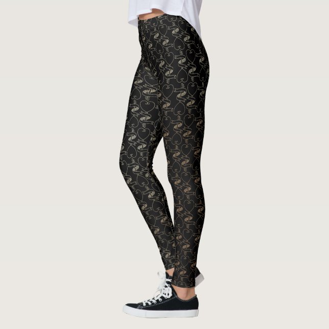 Elegant Modern Gold Hearts and Keys Pattern | Leggings (Left)