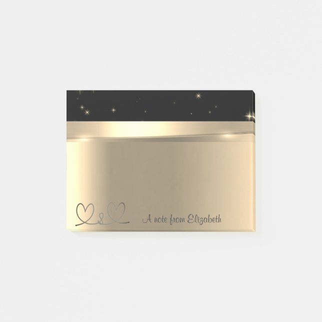 Elegant Modern  Gold Hearts- Personalised Post-it Notes (Front)