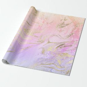 Elegant modern gold holographic marble & glitter wrapping paper