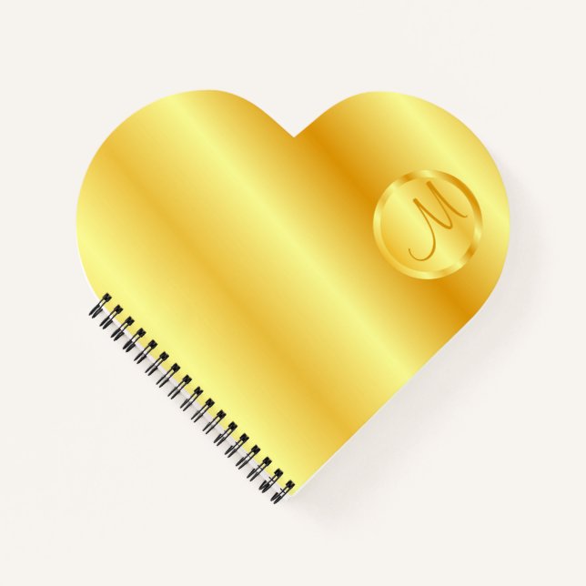 Elegant Modern Gold Look Monogram Template Notebook (Front)