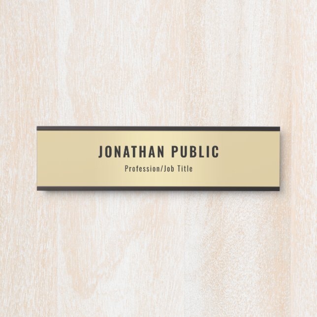 Elegant Modern Gold Look Template Personalised Door Sign (Front)