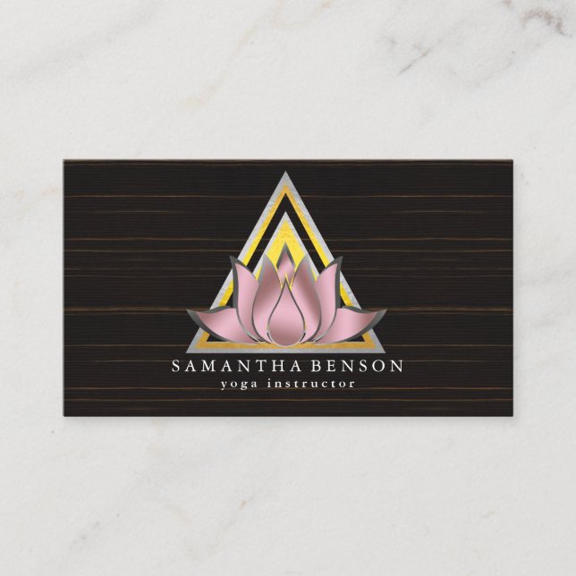 Elegant Modern Gold Lotus Logo Stylish Copper  Business Card (Front)