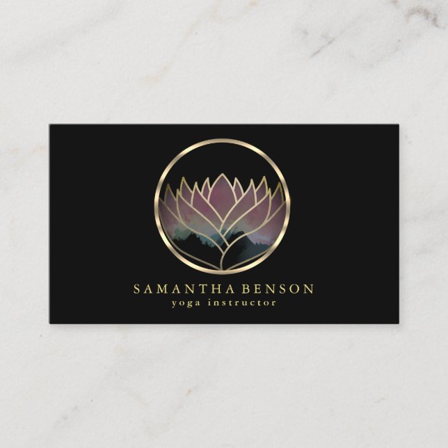 Elegant Modern Gold Lotus Logo Stylish Copper  Business Card (Front)