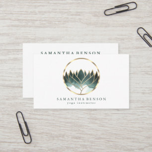 Elegant Modern Gold Lotus Logo Stylish Copper Business Card