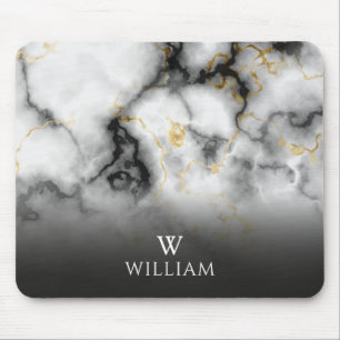 Elegant Modern Gold Marble Monogram Personalized Mouse Pad